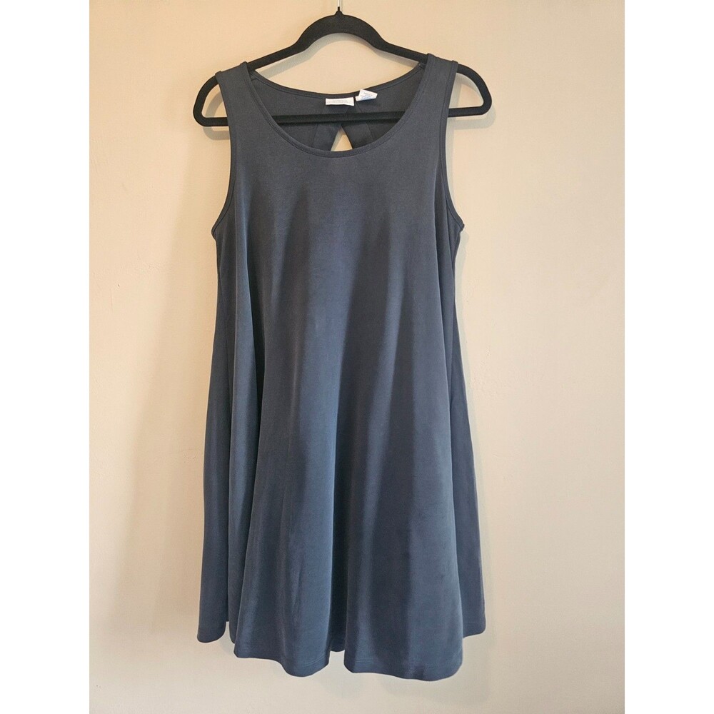 Sigrid Olsen Black Sleeveless Scoop Neck A-Line Swing Midi Dress Small